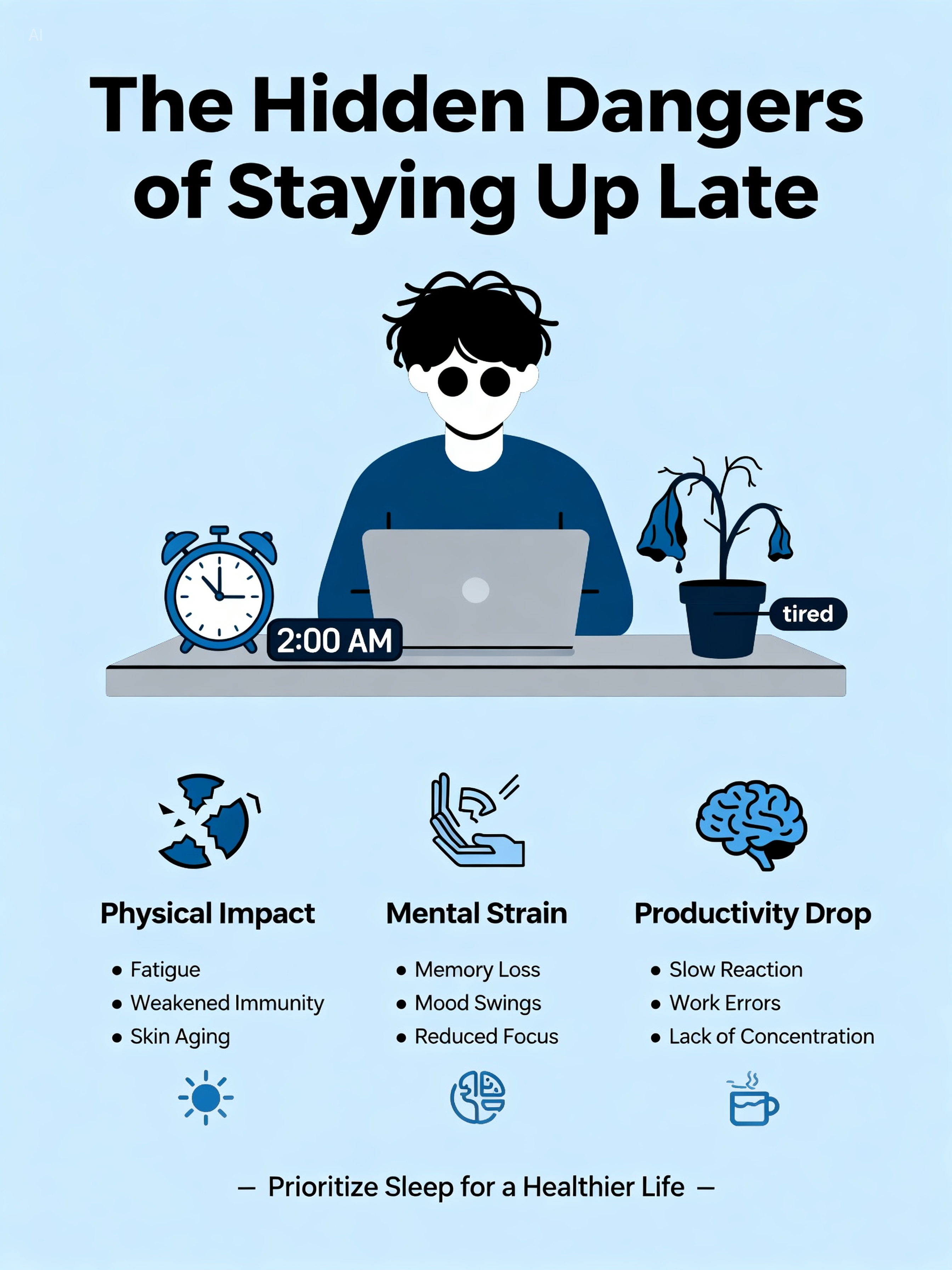"The disadvantages of staying up late..."